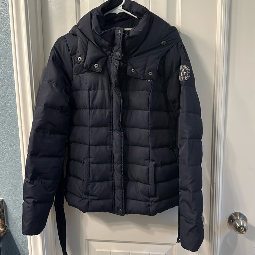 Abercrombie & Fitch down hooded Jacket, size S, Navy